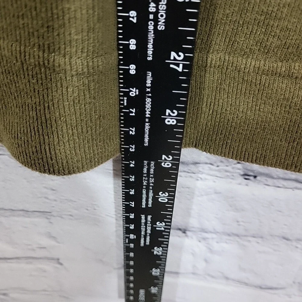 Baileys Point Top Mens XL Army Green Ribbed Crew Neck Pullover‎ 100% Cotton Vtg